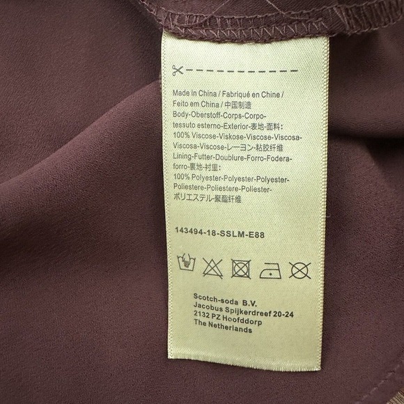 Scotch & Soda Womens Fading Roads Mini Dress Size M New Brown Palms Flutter - Picture 6 of 13